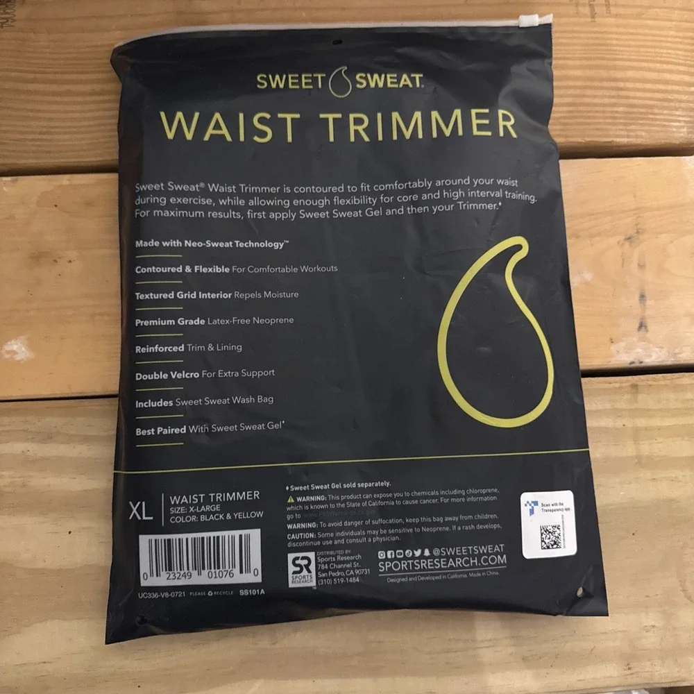 Sweet Sweat Waist Trimmer Band (Women & Men) - Trainer Belt - Black / Yellow XL